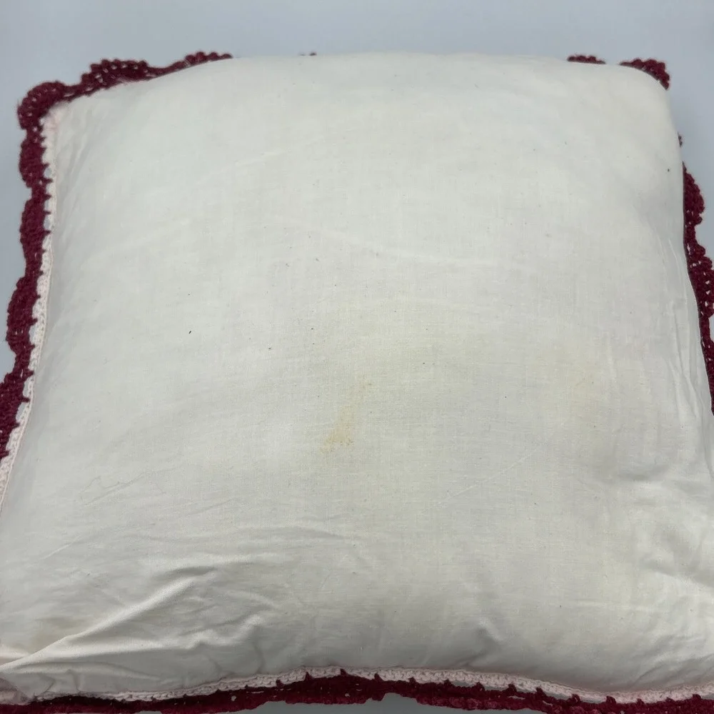 Vtg Decorative Crochet Lace Maroon Rose 15